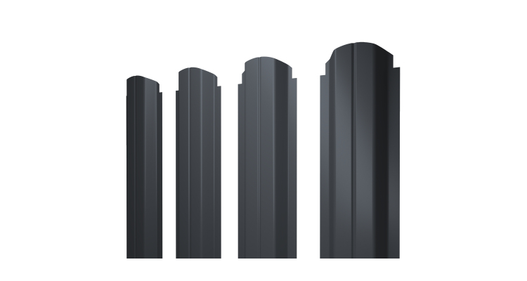 Штакетник П-образный А фигурный 0,45 PE-Double RAL 7024 мокрый асфальт