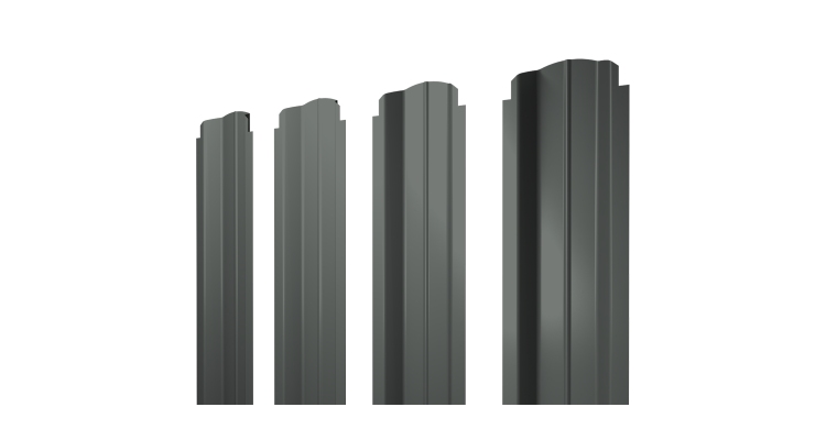 Штакетник П-образный B фигурный 0,45 PE RAL 7005 мышино-серый